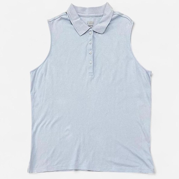 Classic Elements XL Cotton polo sleeveless top in Blue - Picture 3 of 8